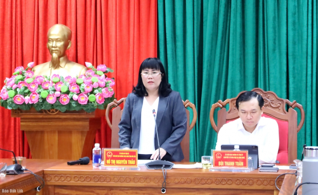Phó Chủ tịch Thường trực UBND tỉnh Hồ Thị Nguyên Thảo phát biểu chỉ đạo tại hội nghị