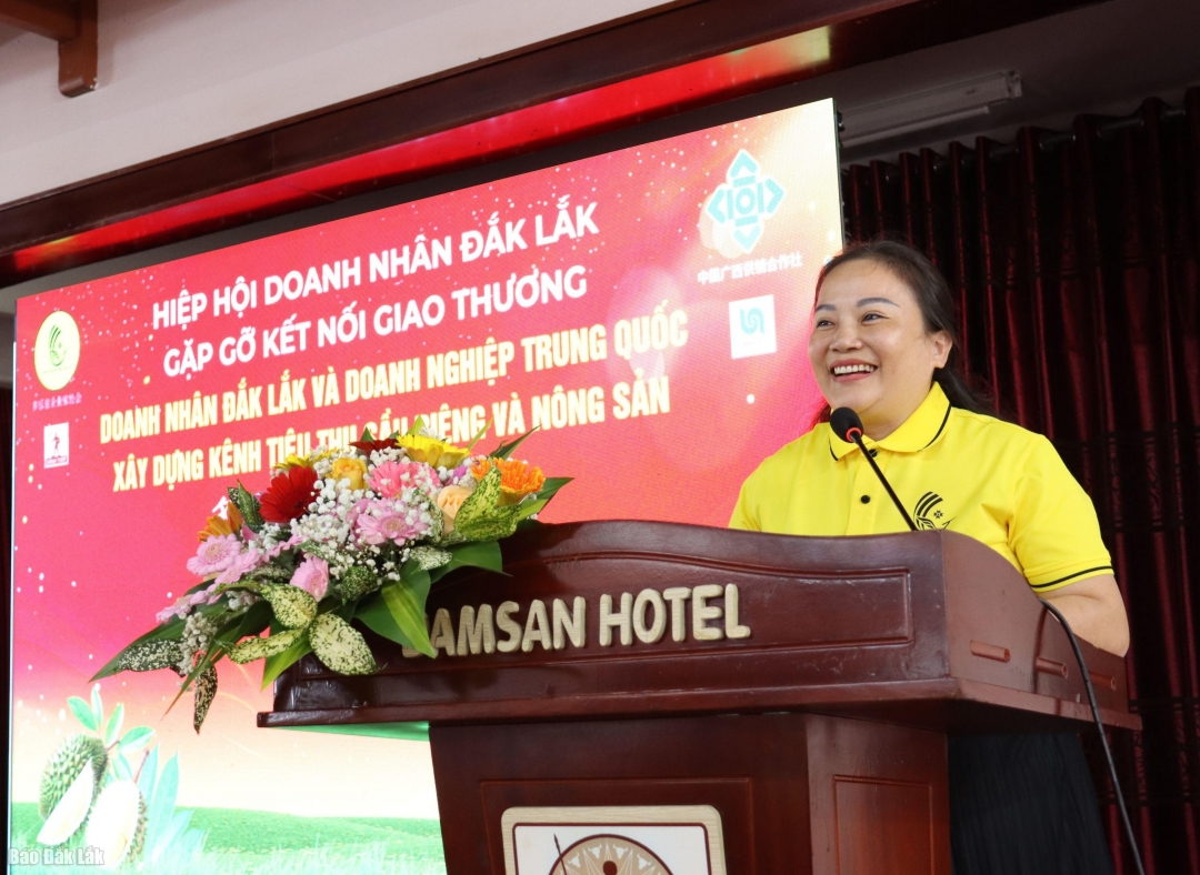 Đại diện Hiệp hội Doanh nhân Đắk Lắk phát biểu về tiềm năng, thế mạnh nông sản tại Đắk Lắk.