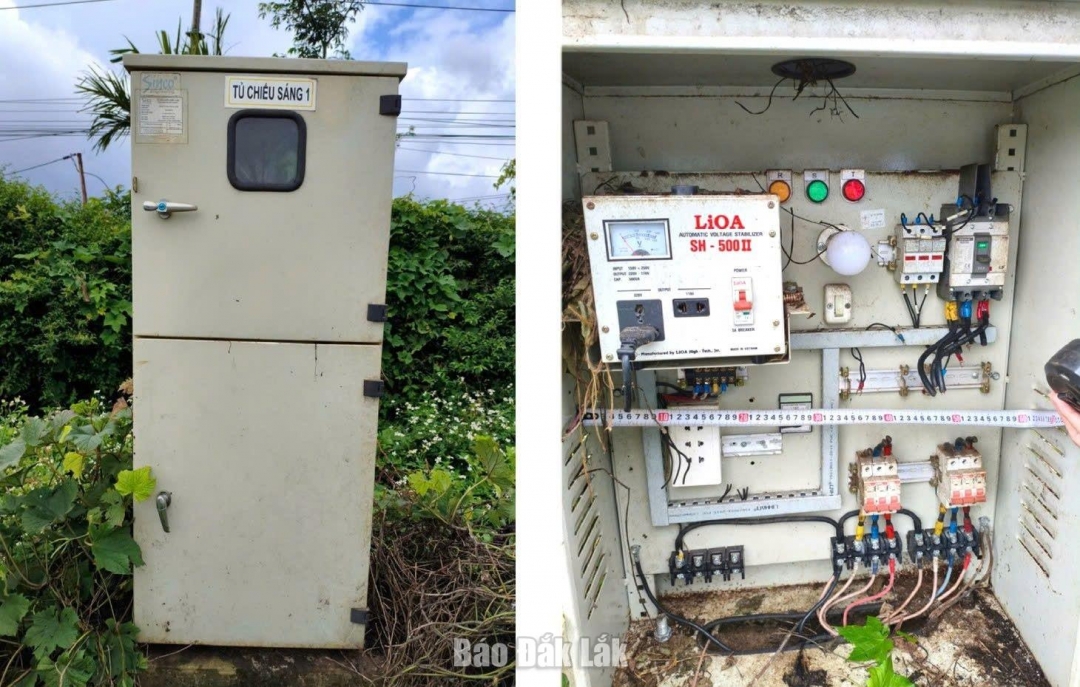 Tủ điện chiếu sáng CS1 bị kẻ gian lấy cắp thiết bị.