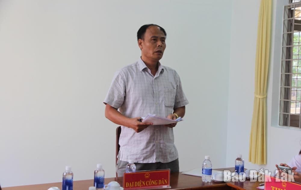 Ông Nguyễn Huy Tịnh trình bày ý kiến tại buổi tiếp công dân.