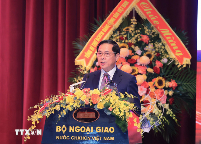 Phó Thủ tướng, Bộ trưởng Bộ Ngoại giao Bùi Thanh Sơn phát biểu. Ảnh: Thống Nhất/TTXVN