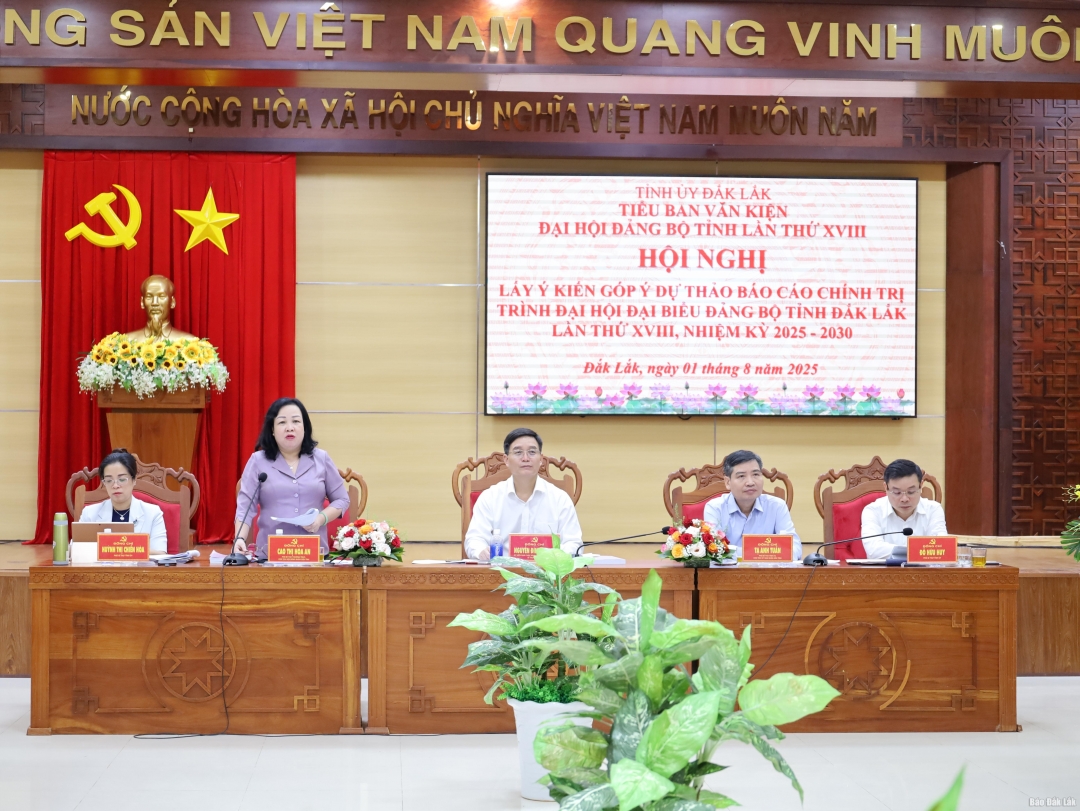 Đồng chí Cao Thị Hòa An, Phó Bí thư Thường trực Tỉnh ủy, Chủ tịch HĐND tỉnh điều hành hội nghị.
