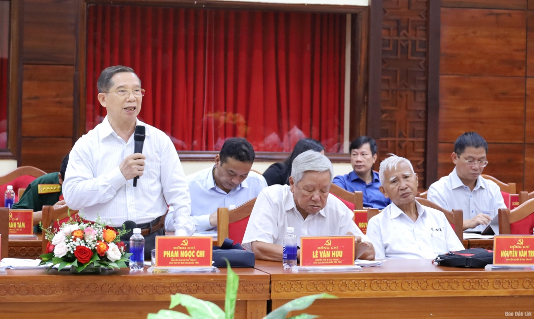 Nguyên Phó Bí thư Tỉnh ủy, Chủ tịch UBND tỉnh Phú Yên Phạm Ngọc Chi tham gia ý kiến tại hội nghị.