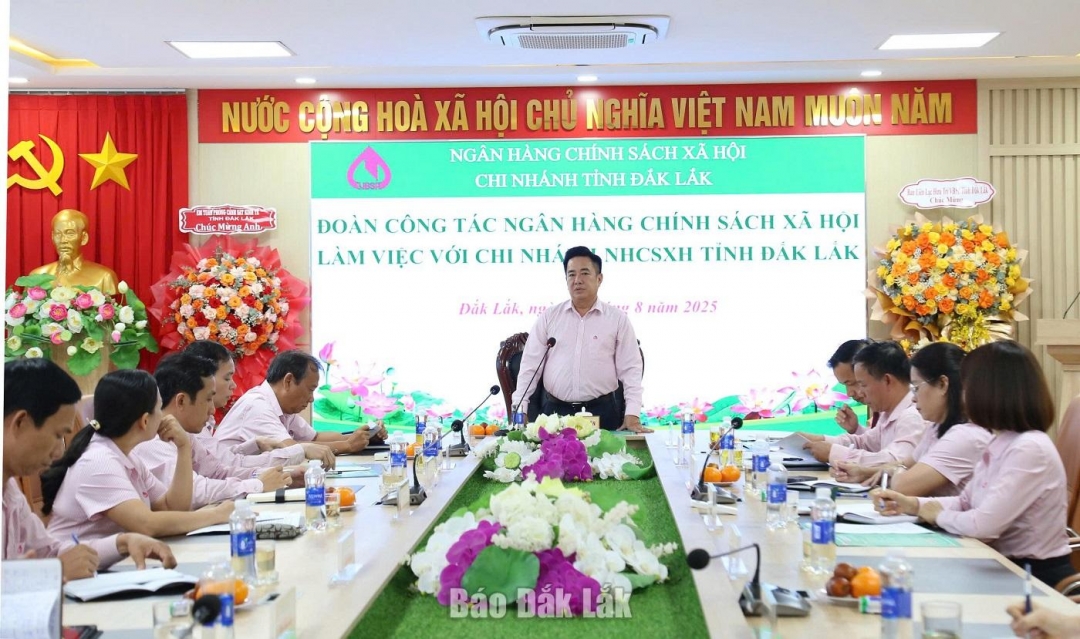 Ngân hàng Chính sách xã hội làm việc với chi nhánh Đắk Lắk