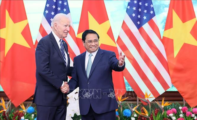 Thủ tướng Phạm Minh Chính hội kiến Tổng thống Hoa Kỳ Joe Biden, sáng 11/9/2023. Ảnh: Dương Giang/TTXVN