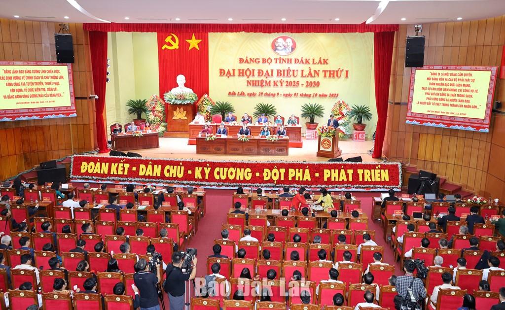 Toàn cảnh Đại hội đại biểu Đảng bộ tỉnh Đắk Lắk lần thứ I nhiệm kỳ 2025 - 2030. Ảnh: Ngọc Thắng
