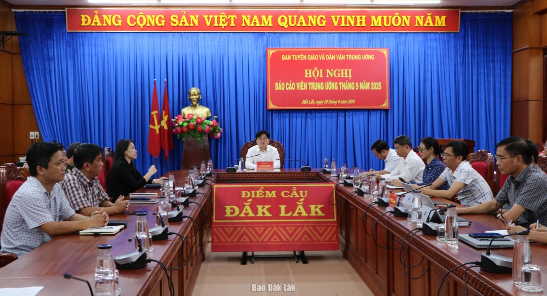 Quang cảnh hội nghị tại điểm cầu tỉnh Đắk Lắk.