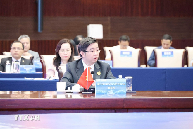 Thứ trưởng Bộ Khoa học và Công nghệ Việt Nam Bùi Hoàng Phương phát biểu tại Hội nghị. Ảnh: TTXVN