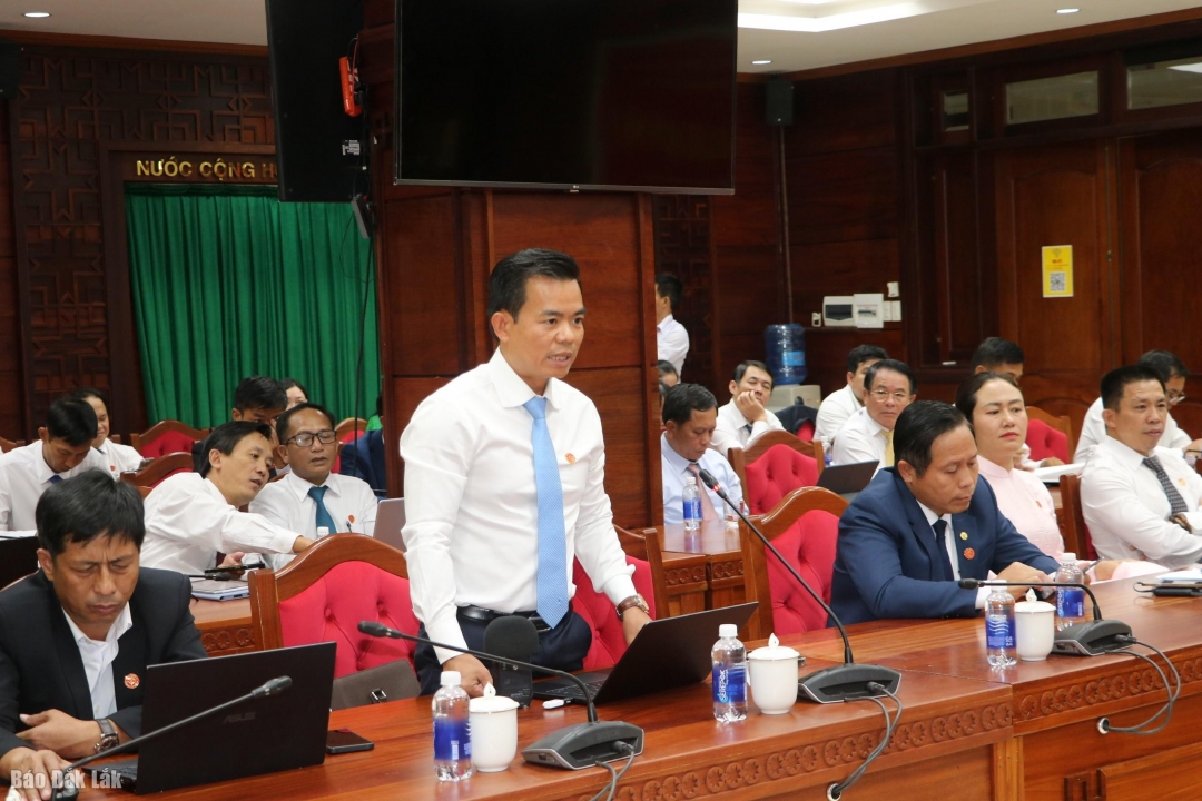 Đại biểu Nguyễn Thái Hòa, Phó Giám đốc Sở Nông nghiệp và Môi trường góp ý tại buổi thảo luận.
