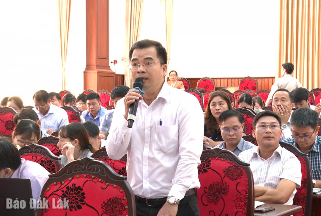 Đại biểu đóng góp ý kiến tại buổi làm việc.