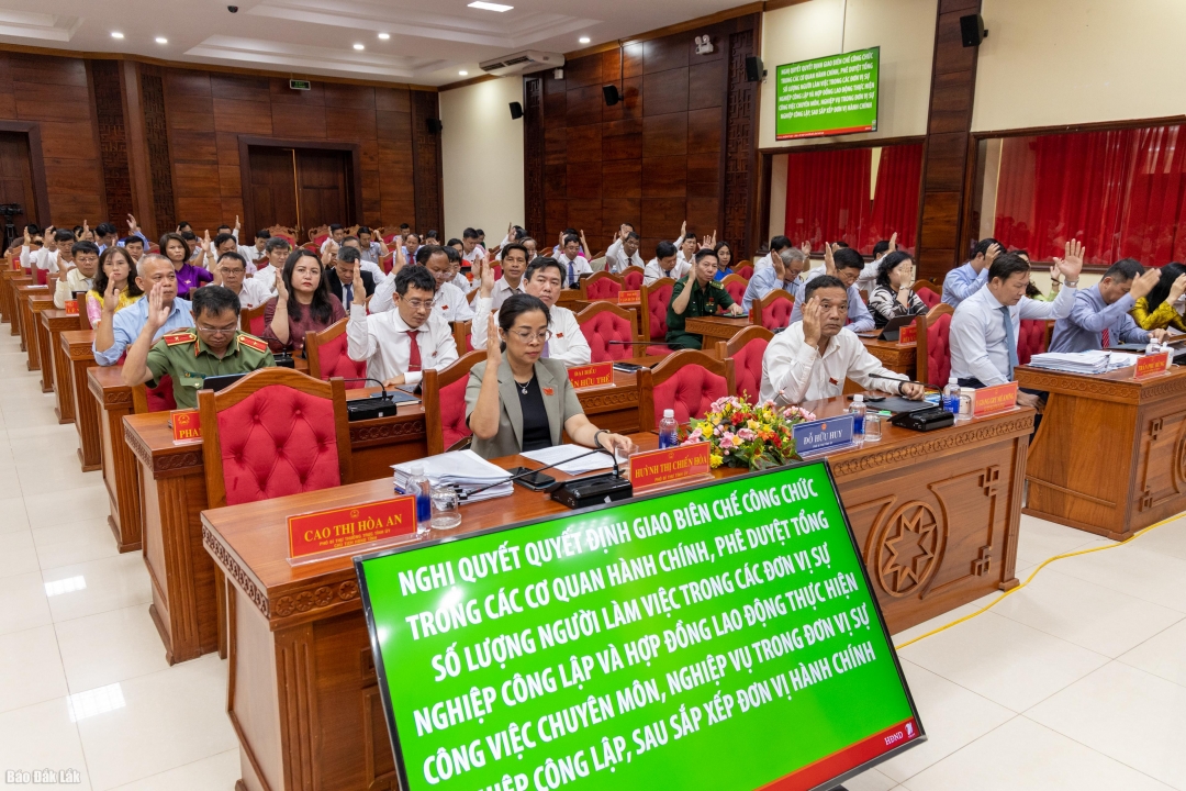 Đại biểu biểu quyết thông qua nghị quyết.