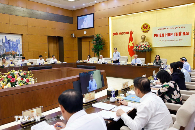 Quang cảnh Phiên họp thứ hai Hội đồng Bầu cử Quốc gia. Ảnh: TTXVN