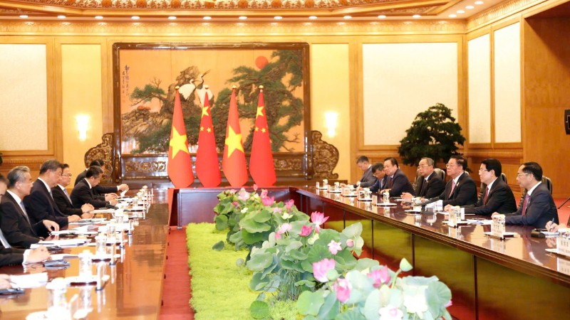 Chủ tịch nước Lương Cường hội đàm với Tổng Bí thư, Chủ tịch nước Trung Quốc Tập Cận Bình. Ảnh: Báo Nhân Dân