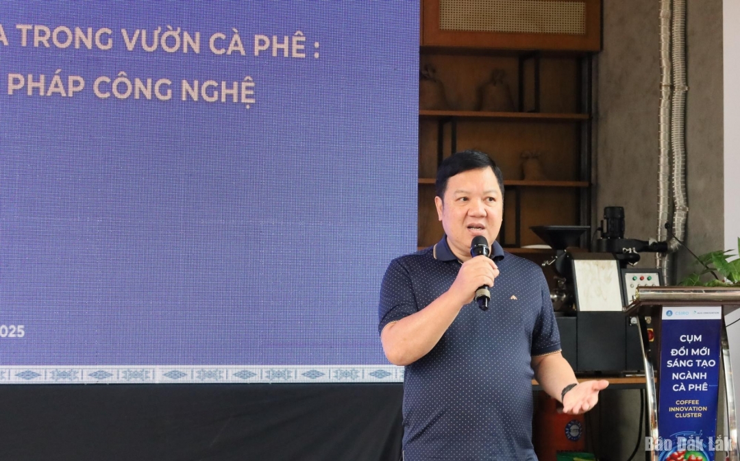 Tiến sĩ Phan Việt Hà, Phó Viện trưởng phụ trách Viện Khoa học Kỹ thuật Nông lâm nghiệp Tây Nguyên phát biểu
