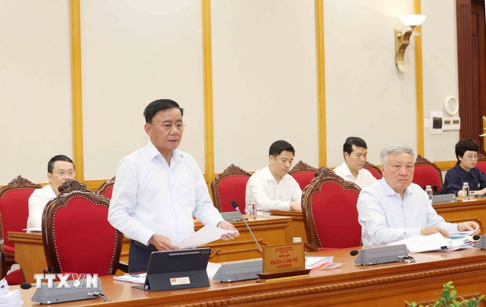 Ngày 3/9, tại Trụ sở Trung ương Đảng, Tổ công tác số 4 của Bộ Chính trị, Ban Bí thư do ông Trần Cẩm Tú, Uỷ viên Bộ Chính trị, Thường trực Ban Bí thư chủ trì, làm việc với Ban Thường vụ Tỉnh ủy Đắk Lắk về công tác chuẩn bị Đại hội đại biểu Đảng bộ tỉnh nhiệm kỳ 2025-2030. (Ảnh: TTXVN