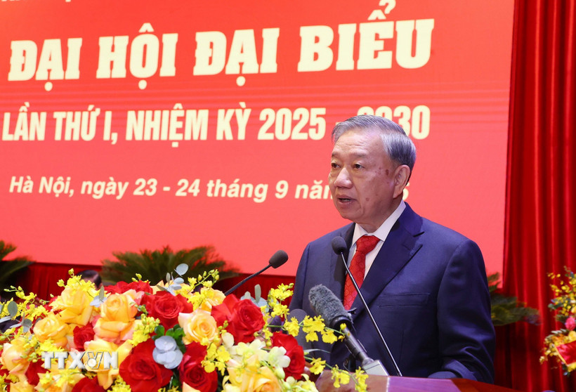 Tổng Bí thư Tô Lâm phát biểu chỉ đạo Đại hội. Ảnh: TTXVN