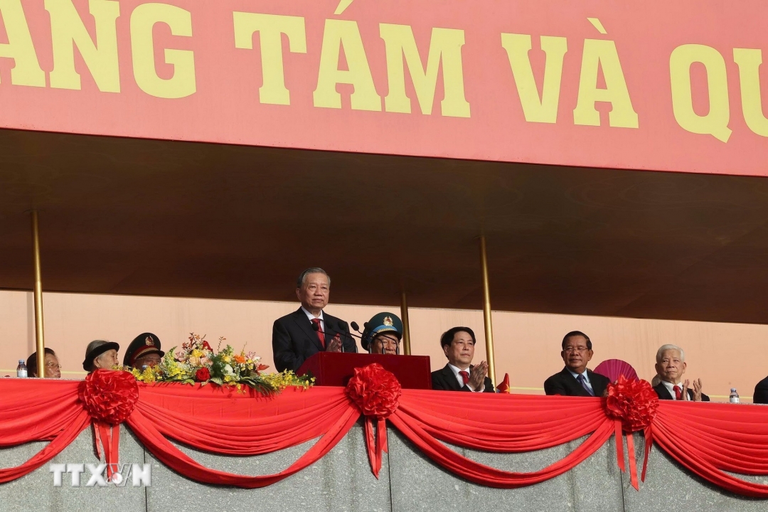 Tổng Bí thư Tô Lâm đọc Diễn văn Kỷ niệm 80 năm Cách mạng tháng Tám thành công và Quốc khánh 2/9. Ảnh: TTXVN