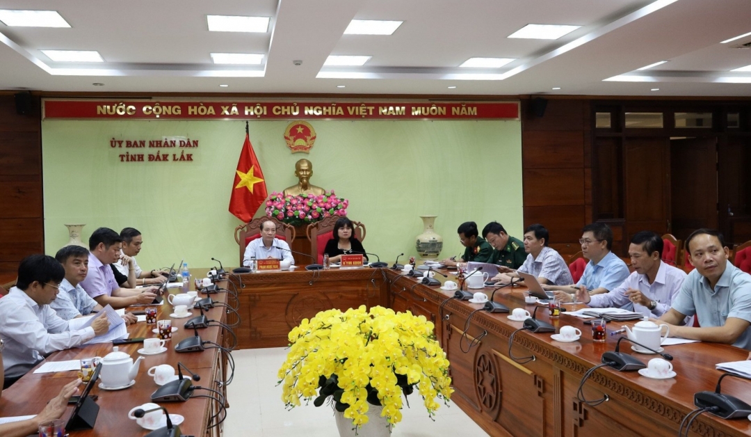 Các đại biểu tham dự Hội nghị tại điểm cầu UBND tỉnh Đắk Lắk