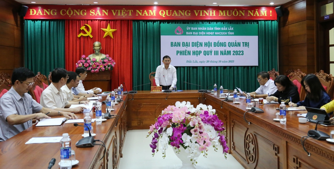 Trưởng ban đại diện HĐQT Ngân hàng CSXH tỉnh Đắk Lắk Nguyễn Tuấn Hà đề nghị, Ban đại diện HĐQT Ngân hàng CSXH phát biểu tại cuộc họp