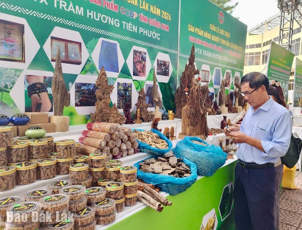 Khách hàng tham quan các gian hàng trưng bày sản phẩm nông nghiệp tiêu biểu của các đơn vị.