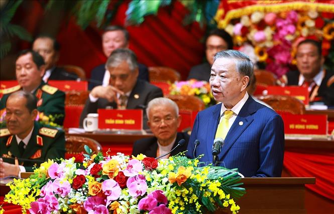 Tổng Bí thư, Chủ tịch nước Tô Lâm phát biểu chỉ đạo Đại hội đại biểu toàn quốc MTTQ Việt Nam lần thứ X. Ảnh: TTXVN