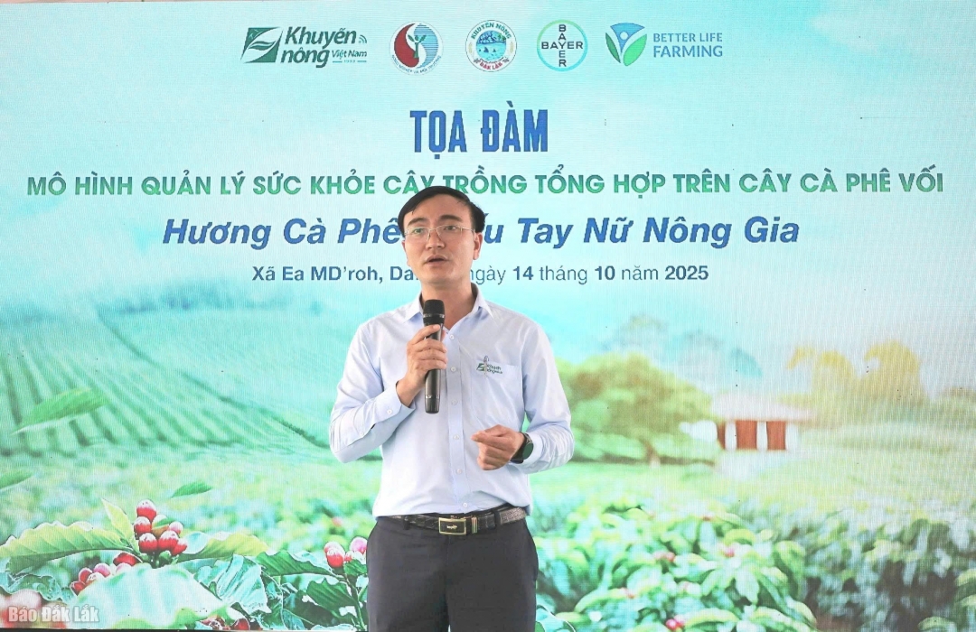 Ông Đinh Văn Đang, Giám đốc Trung Tâm Khuyến Nông tỉnh Đắk Lắk phát biểu tại sự kiện.