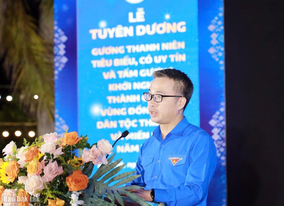 Bí thư Ban Chấp hành Trung ương Đoàn, Chủ tịch Hội LHTN Việt Nam Nguyễn Tường Lâm phát biểu tại chương trình.