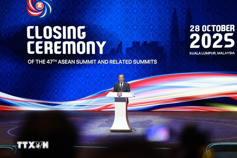 Thủ tướng Malaysia Anwar Ibrahim, Chủ tịch ASEAN 2025 phát biểu. Ảnh: TTXVN