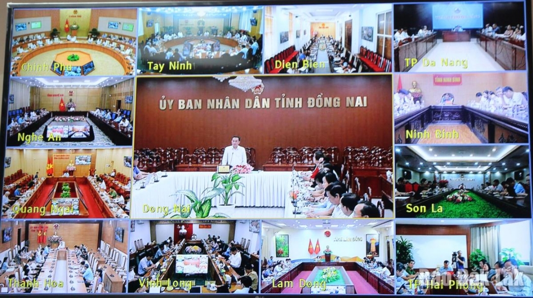 Các điểm cầu tham dự phiên họp. (Ảnh chụp màn hình)