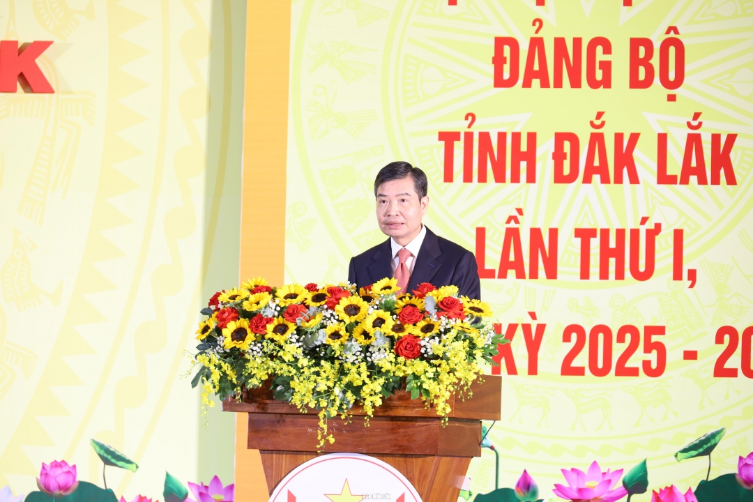 Phó Bí thư Tỉnh ủy, Chủ tịch UBND tỉnh, Chủ tịch Hội đồng Thi đua - Khen thưởng tỉnh phát biểu khai mạc đại hội.