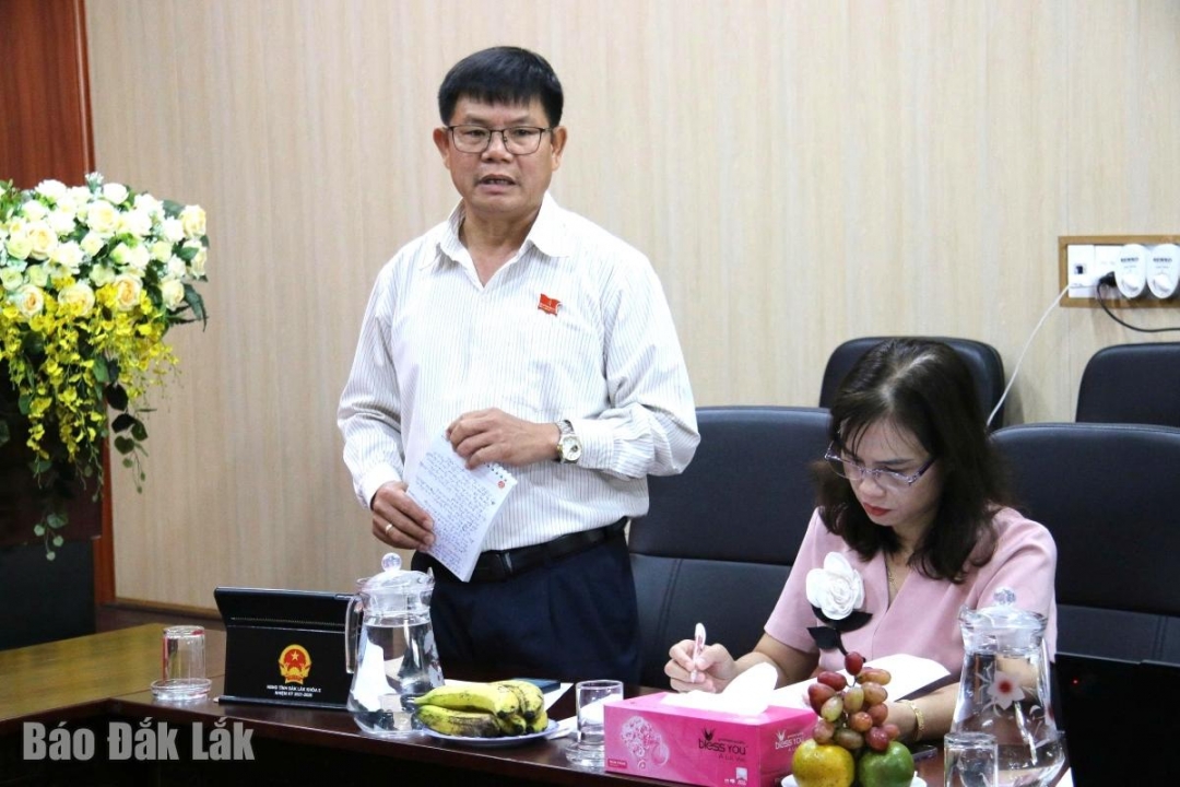 Trưởng Ban Văn hóa – Xã hội HĐND tỉnh Lê Văn Cường phát biểu tại buổi làm việc.
