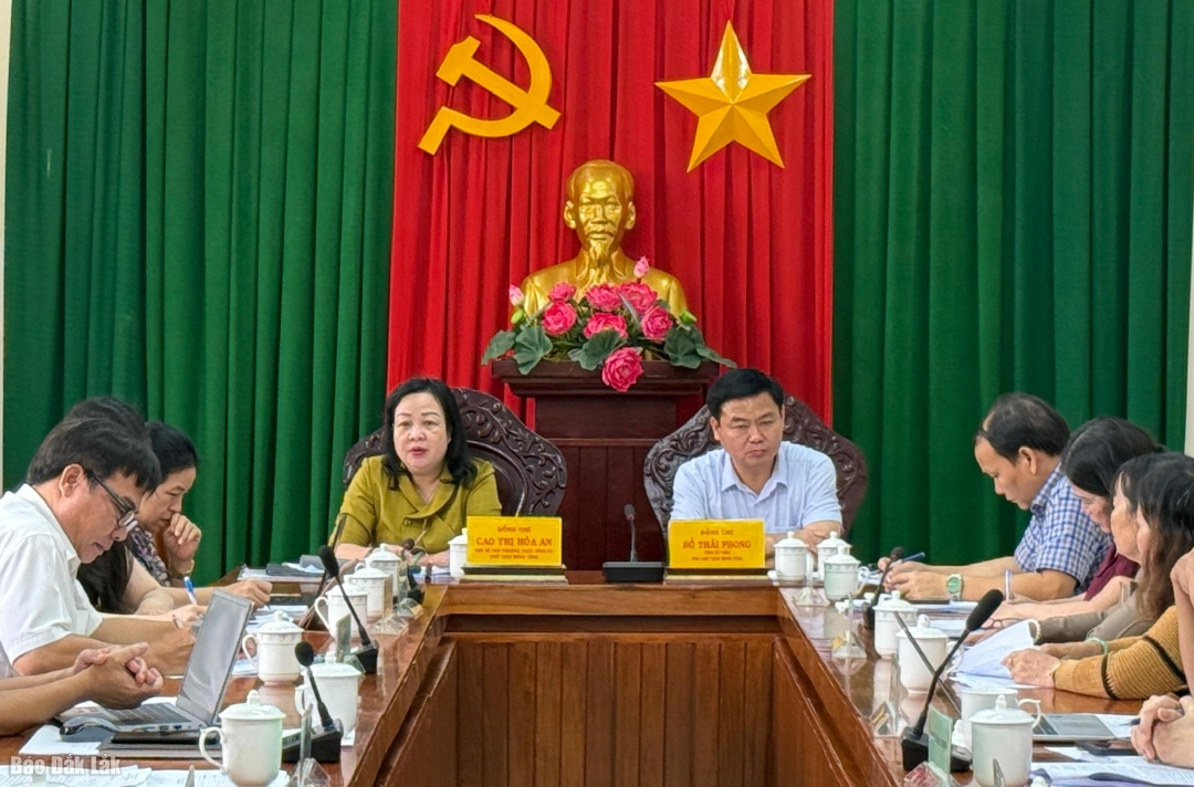 .Các đồng chí Cao Thị Hòa An, Phó Bí thư Thường trực Tỉnh ủy, Chủ tịch HĐND tỉnh và Đỗ Thái Phong, Phó Chủ tịch HĐND tỉnh chủ trì buổi tiếp.