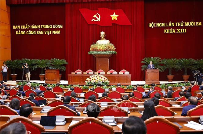 Tổng Bí thư Tô Lâm phát biểu bế mạc Hội nghị lần thứ 13 Ban Chấp hành Trung ương Đảng khóa XIII. Ảnh: TTXVN