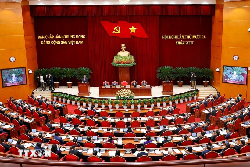 Quang cảnh phiên khai mạc Hội nghị lần thứ mười ba, Ban Chấp hành Trung ương Đảng khoá XIII. Ảnh: TTXVN