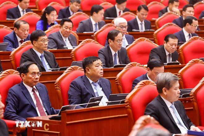 Các đại biểu dự Hội nghị lần thứ mười ba, Ban Chấp hành Trung ương Đảng khóa XIII. Ảnh: TTXVN