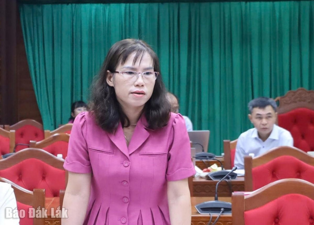 Trưởng Ban Kinh tế - Ngân sách HĐND tỉnh Phan Thị Hà Phước báo cáo một số nội dung liên quan.
