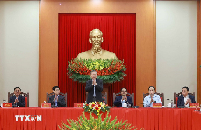 Tổng Bí thư Tô Lâm phát biểu tại phiên họp Tiểu ban Văn kiện Đại hội XIV của Đảng. Ảnh: TTXVN