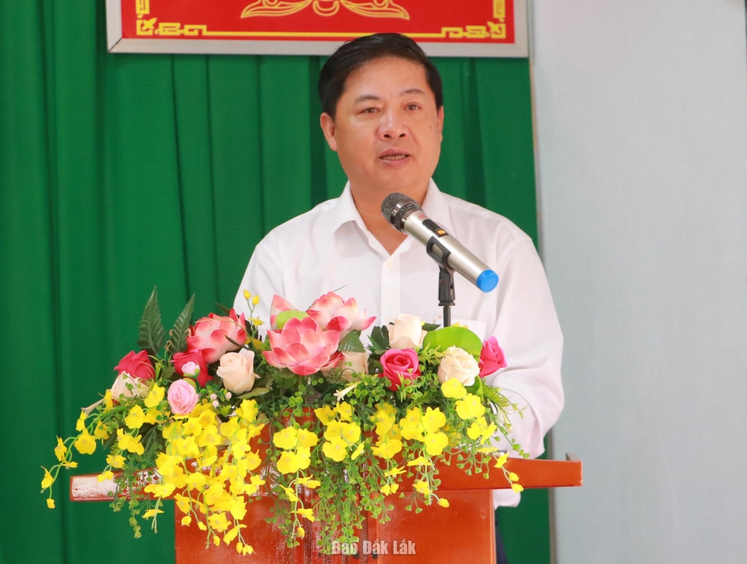 Ủy viên dự khuyết Trung ương Đảng, Bí thư Tỉnh ủy Lương Nguyễn Minh Triết phát biểu tại buổi làm việc.