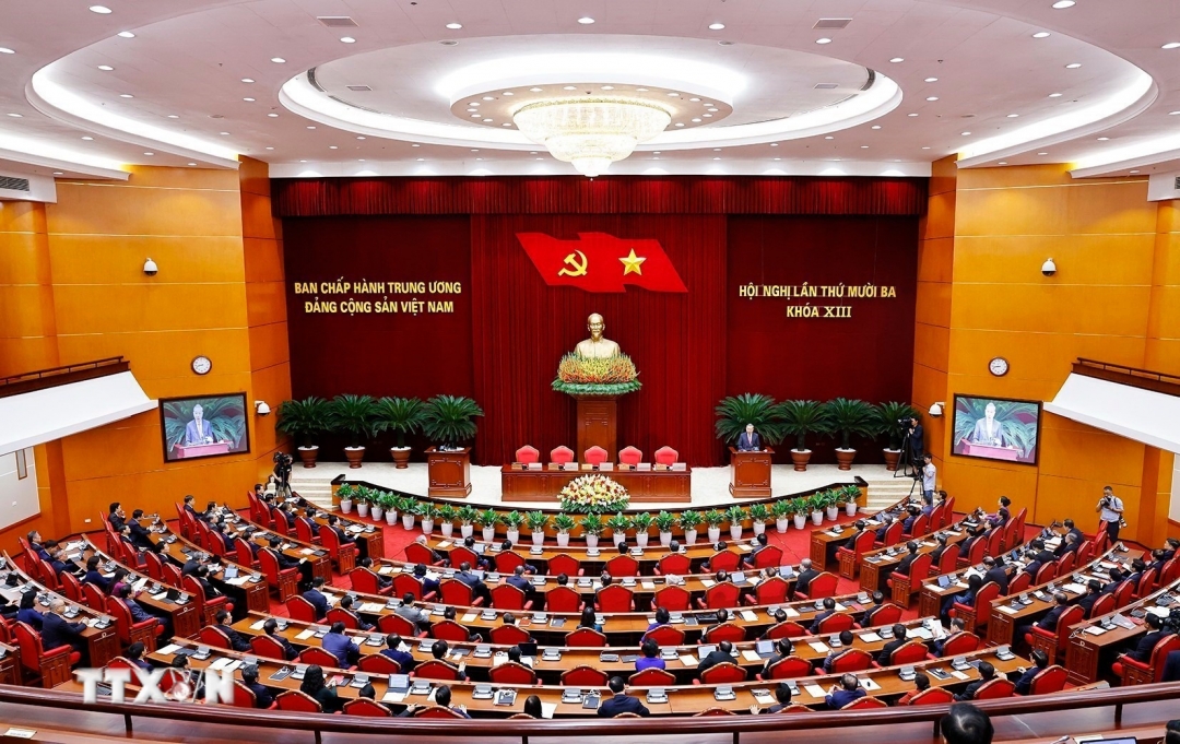 Phiên bế mạc Hội nghị lần thứ 13 Ban Chấp hành Trung ương Đảng khóa XIII. Ảnh: TTXVN