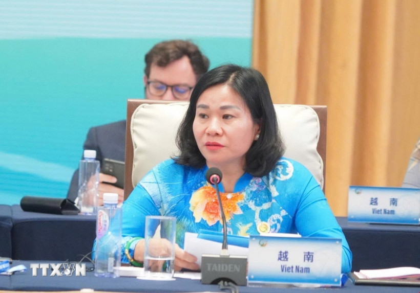 Bà Nguyễn Thị Tuyến, Ủy viên Trung ương Đảng, Chủ tịch Hội Liên hiệp Phụ nữ Việt Nam chia sẻ những nỗ lực và thành tựu mà Việt Nam đạt được trong thúc đẩy bình đẳng giới và trao quyền cho phụ nữ. Ảnh: TTXVN