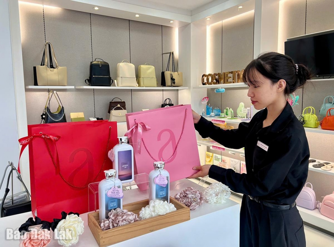 Những phần quà tặng kèm cho khách có nhu cầu mua phụ kiện được Cửa hàng phụ kiện, giày dép Vascara trưng bày trên kệ hàng. 