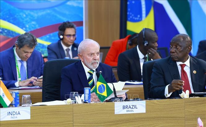 Tổng thống Brazil, Chủ tịch G20 năm 2024 Luiz Inácio Lula da Silva phát biểu. Ảnh: Dương Giang/TTXVN