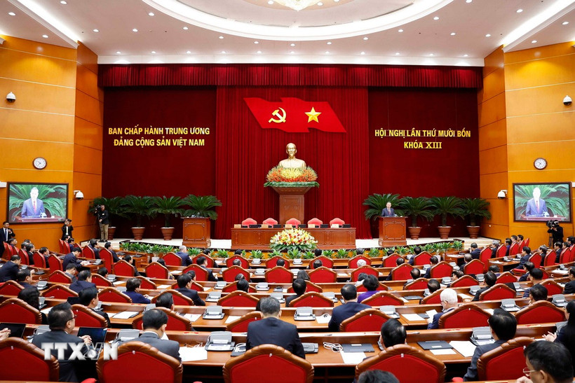 Phiên bế mạc Hội nghị lần thứ 14 Ban Chấp hành Trung ương Đảng khóa XIII. Ảnh: TTXVN