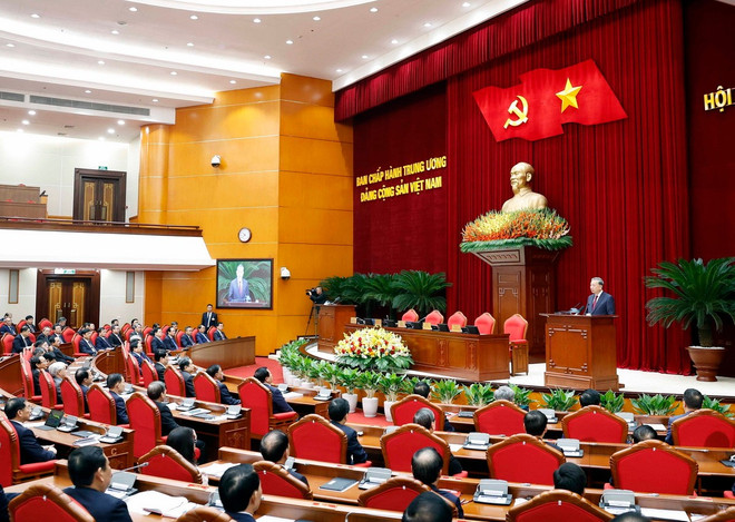 Tổng Bí thư Tô Lâm phát biểu bế mạc Hội nghị lần thứ 14 Ban Chấp hành Trung ương Đảng khóa XIII. Ảnh: TTXVN