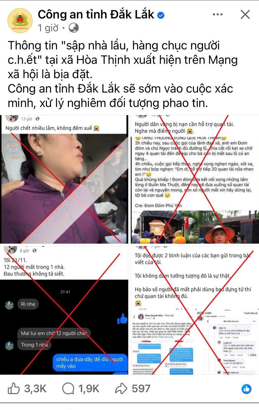 Các tài khoản thông tin sai trên mạng xã hội về tình hình mưa lũ sẽ bị xử lý.