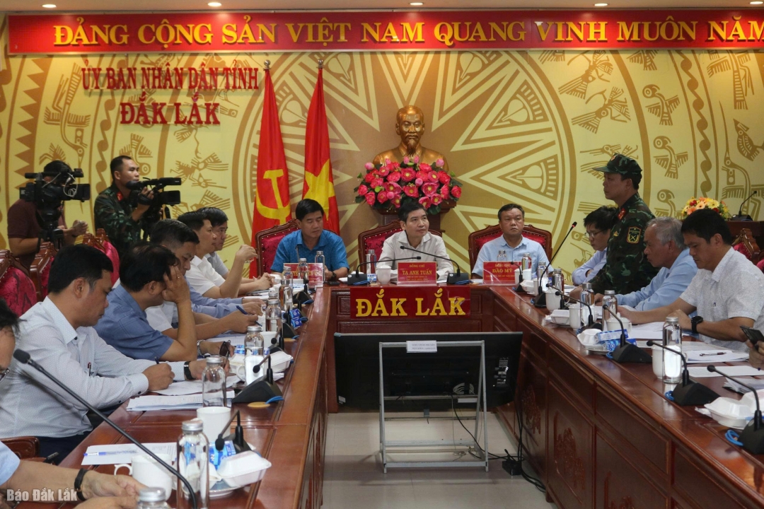 Chủ tịch UBND tỉnh Tạ Anh Tuấn, các Phó Chủ tịch UBND tỉnh Nguyễn Thiên Văn, Đào Mỹ 