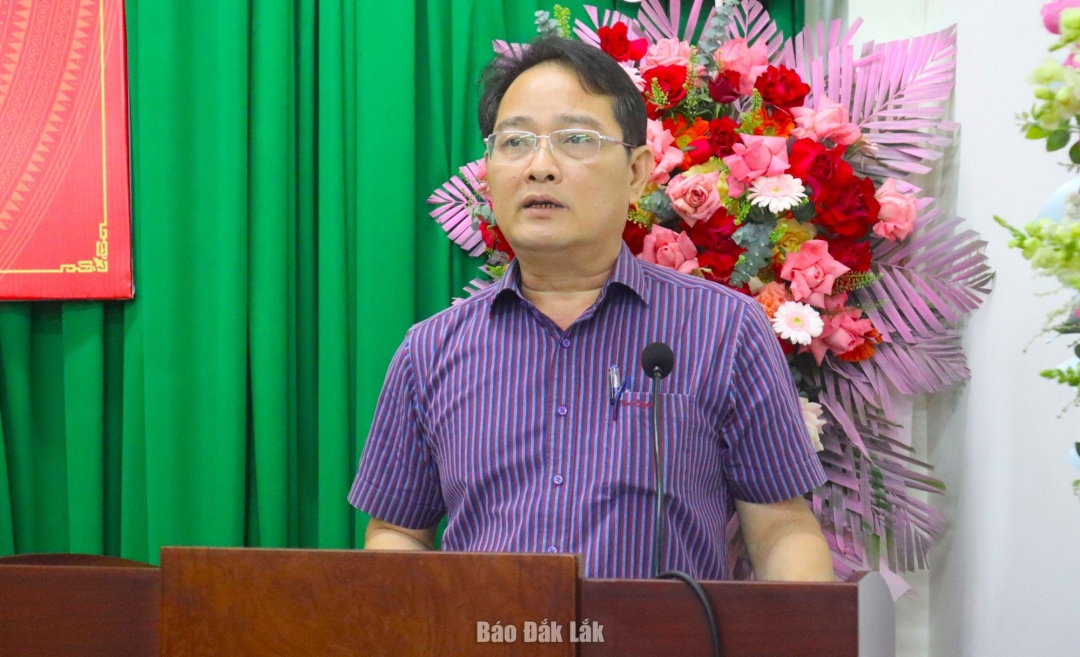 Giám đốc Ban B Nguyễn Quốc Đồng phát biểu giao nhiệm vụ cho các cán bộ được bổ nhiệm.