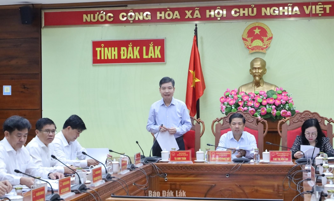 Phó Bí thư Tỉnh ủy, Chủ tịch UBND tỉnh Tạ Anh Tuấn chủ trì cuộc họp.