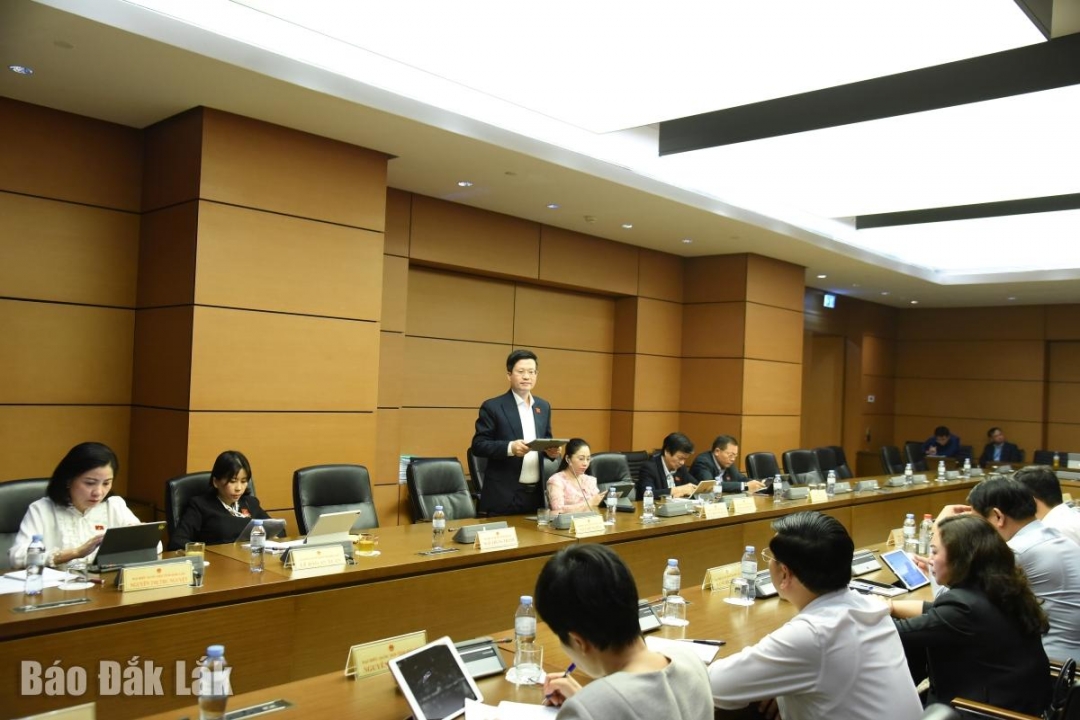 Quang cảnh phiên thảo luận tại Tổ 15. Ảnh: Đoàn ĐBQH tỉnh cung cấp