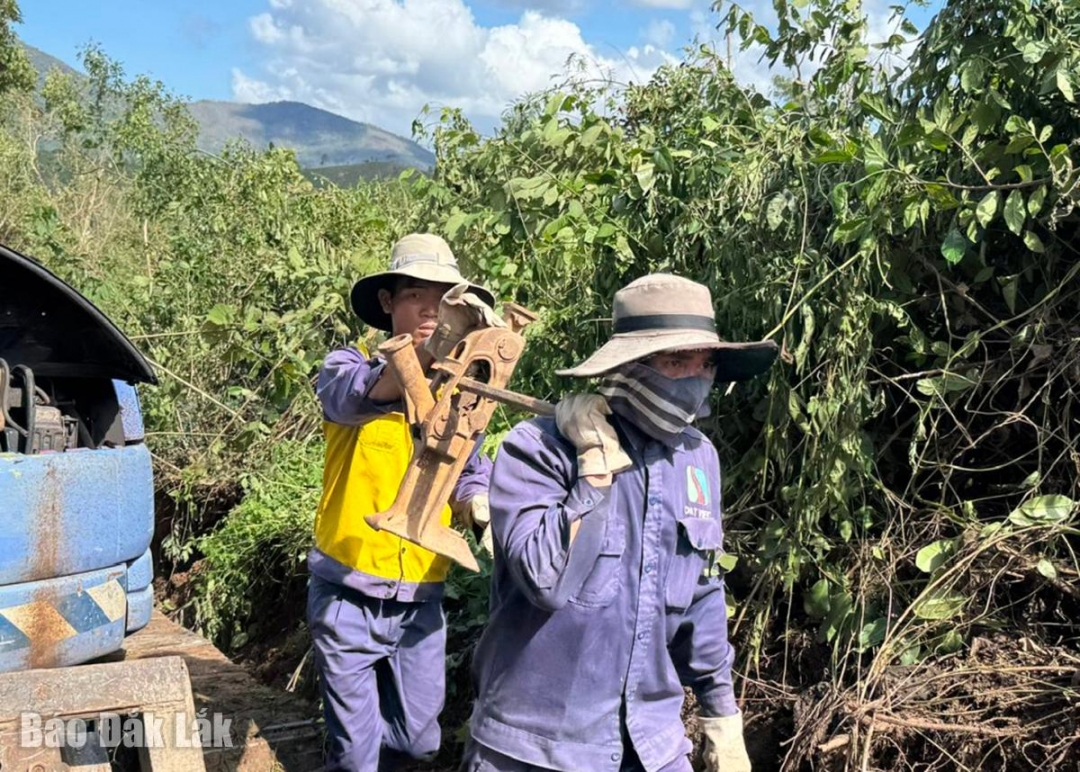 Công nhân vận chuyển vật liệu vào công trường.